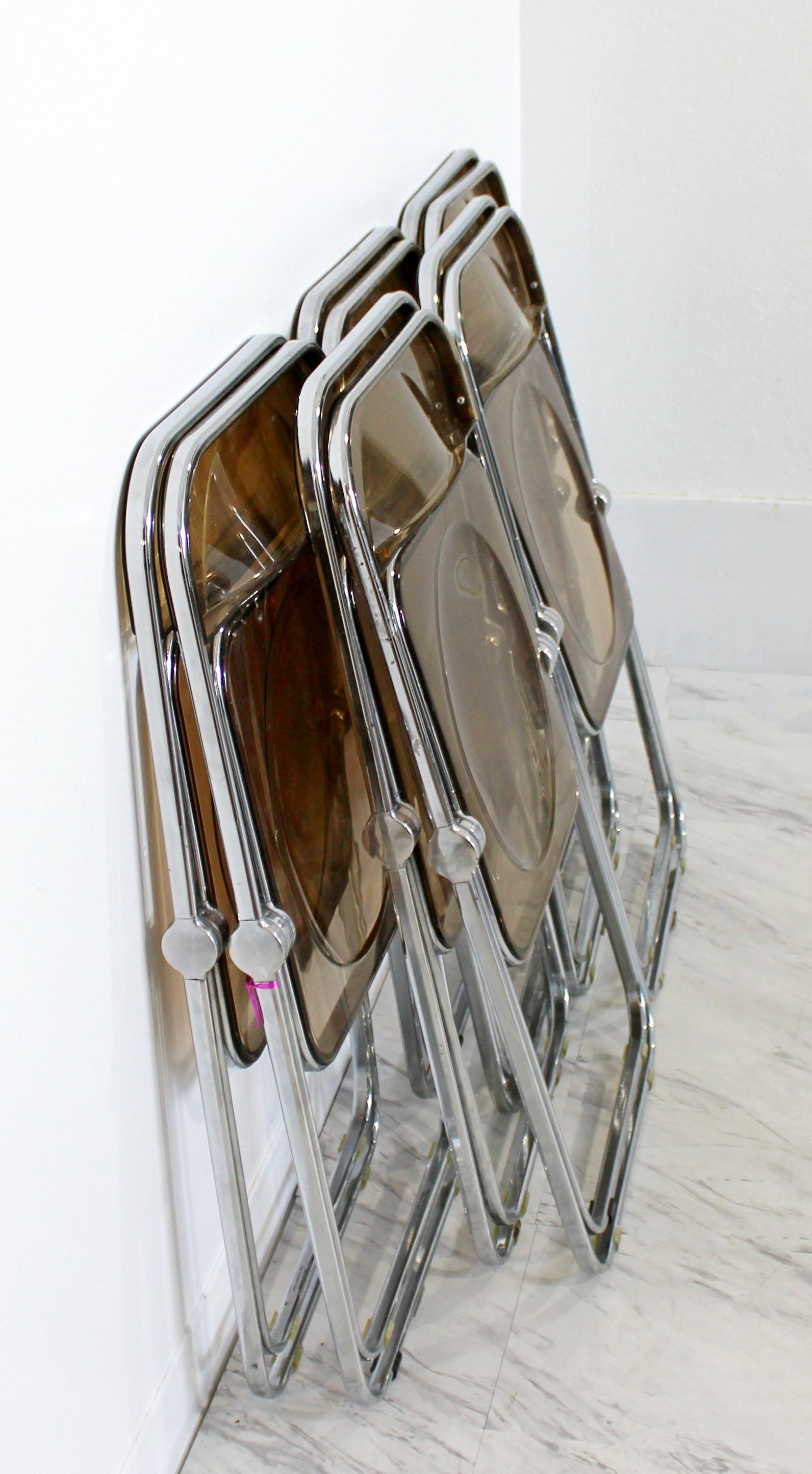 Mid-Century Modern 10 Smoked Lucite Folding Chairs, Italy, 1960s, Castelli 1