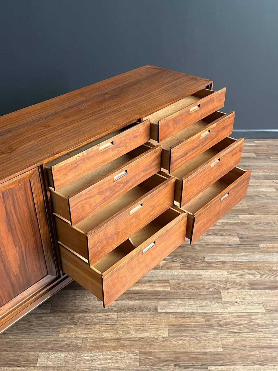 Newly Refinished - Mid-Century Modern 11-Drawer Walnut Dresser 2