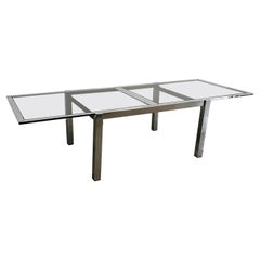 Tavolo da pranzo cromato in stile Milo Baughman da 110" del Mid-Century Modern