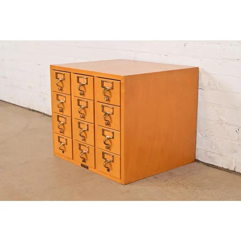 Mid-Century Modern 12-Drawer Library Card Catalog by Gaylord Bros, Circa 1950s In Good Condition For Sale In South Bend, IN