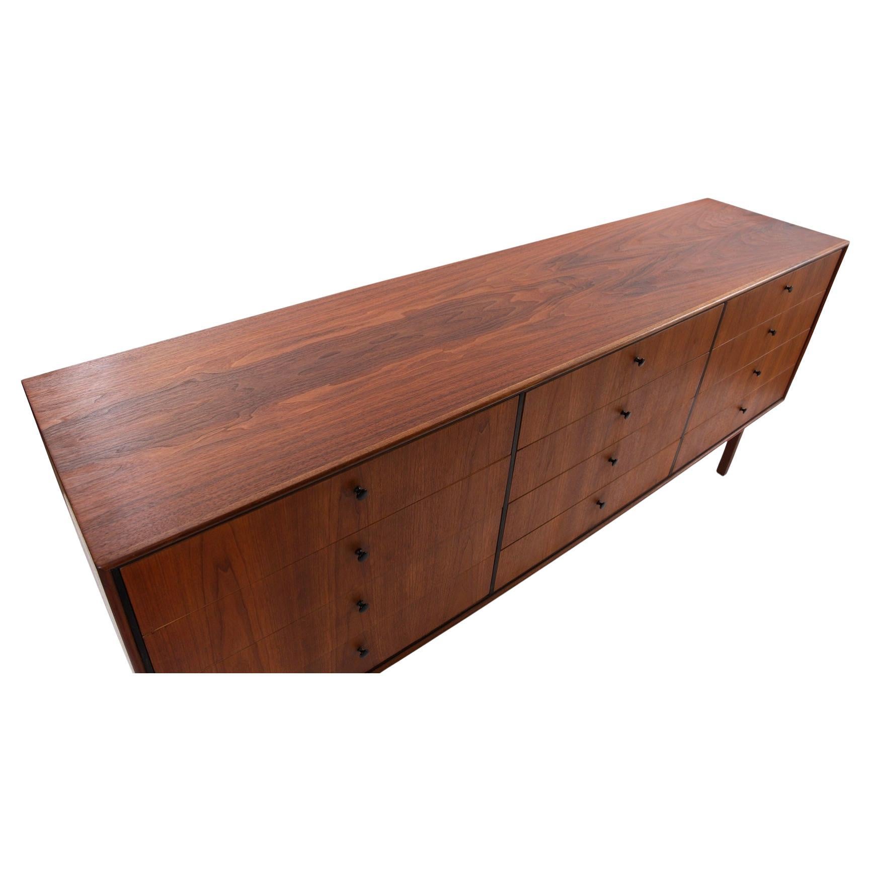 Mid-Century Modern Mid Century Modern 12 drawer Walnut Dresser Credenza by Milo Baughman For Sale