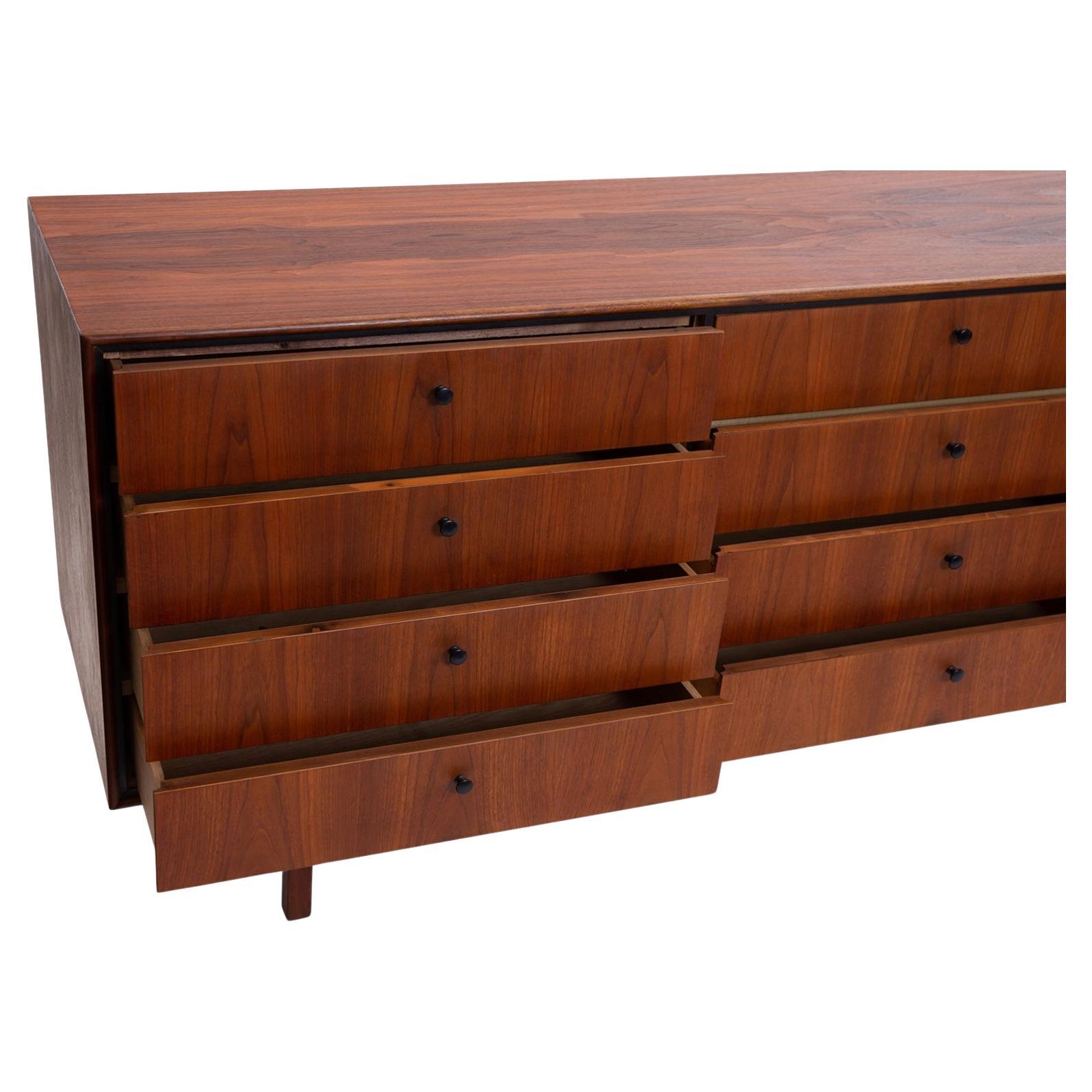 American Mid Century Modern 12 drawer Walnut Dresser Credenza by Milo Baughman For Sale