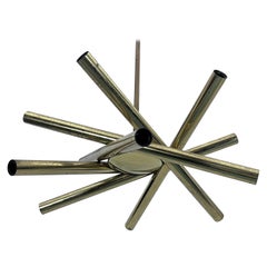 Mid-Century Modern 12 lights Brass chandelier by Stilnovo. Italy 1960s