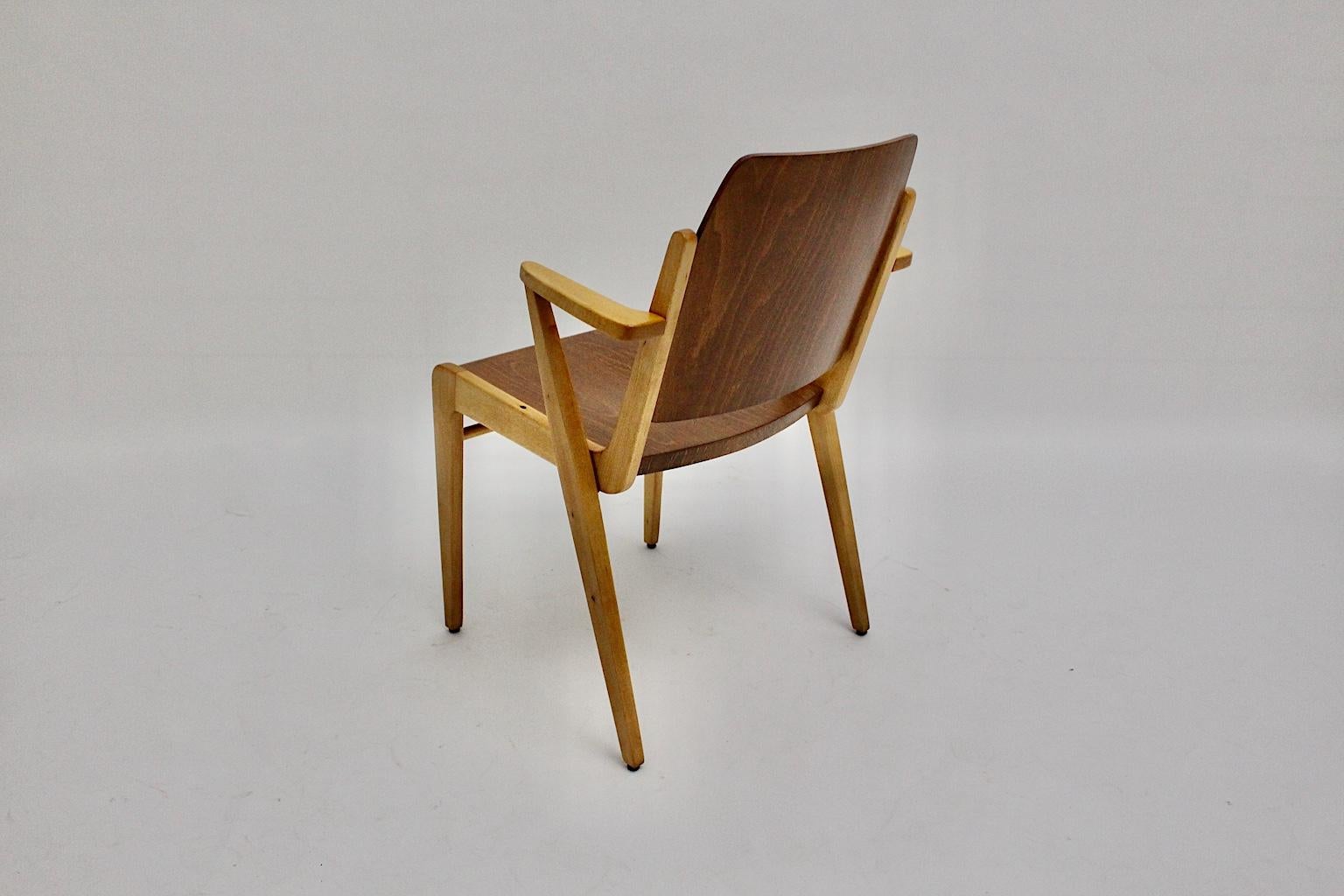 Zwölf Vintage-Esszimmerstühle aus zweifarbiger Buche, Franz Schuster, Mid-Century Modern im Angebot 12