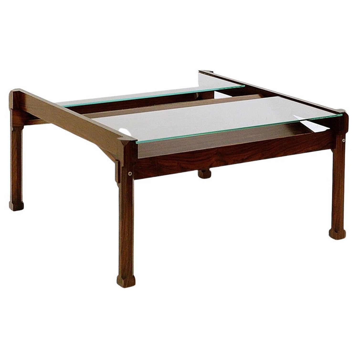 Mid-Century Modern Italian Coffee Table with Magazine Rack, Wood and Metal,  1960 For Sale at 1stDibs