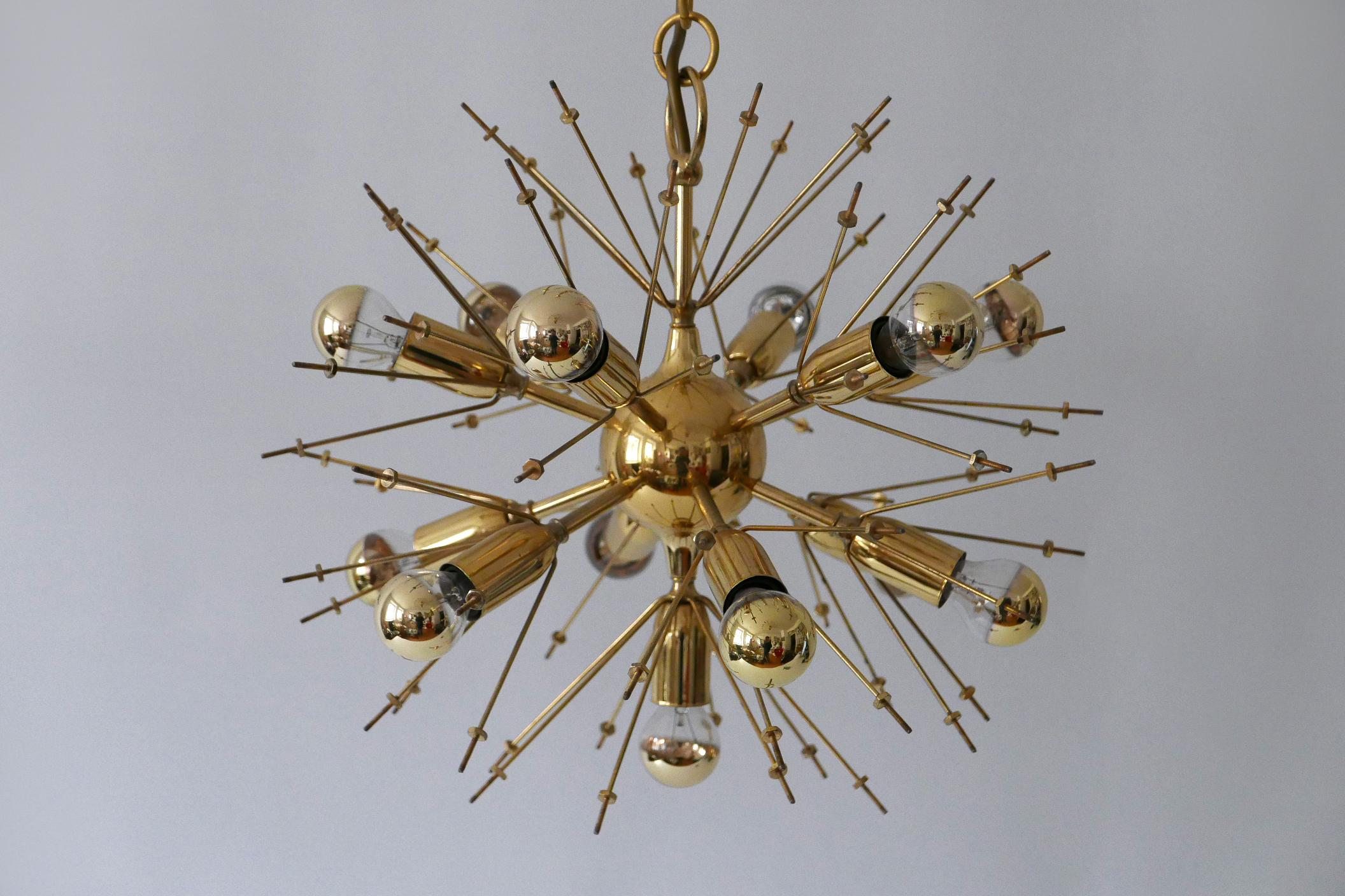 Mid-Century Modern 13-Flamed Sputnik Chandelier or Pendant Lamp Dandelion, 1960s 12