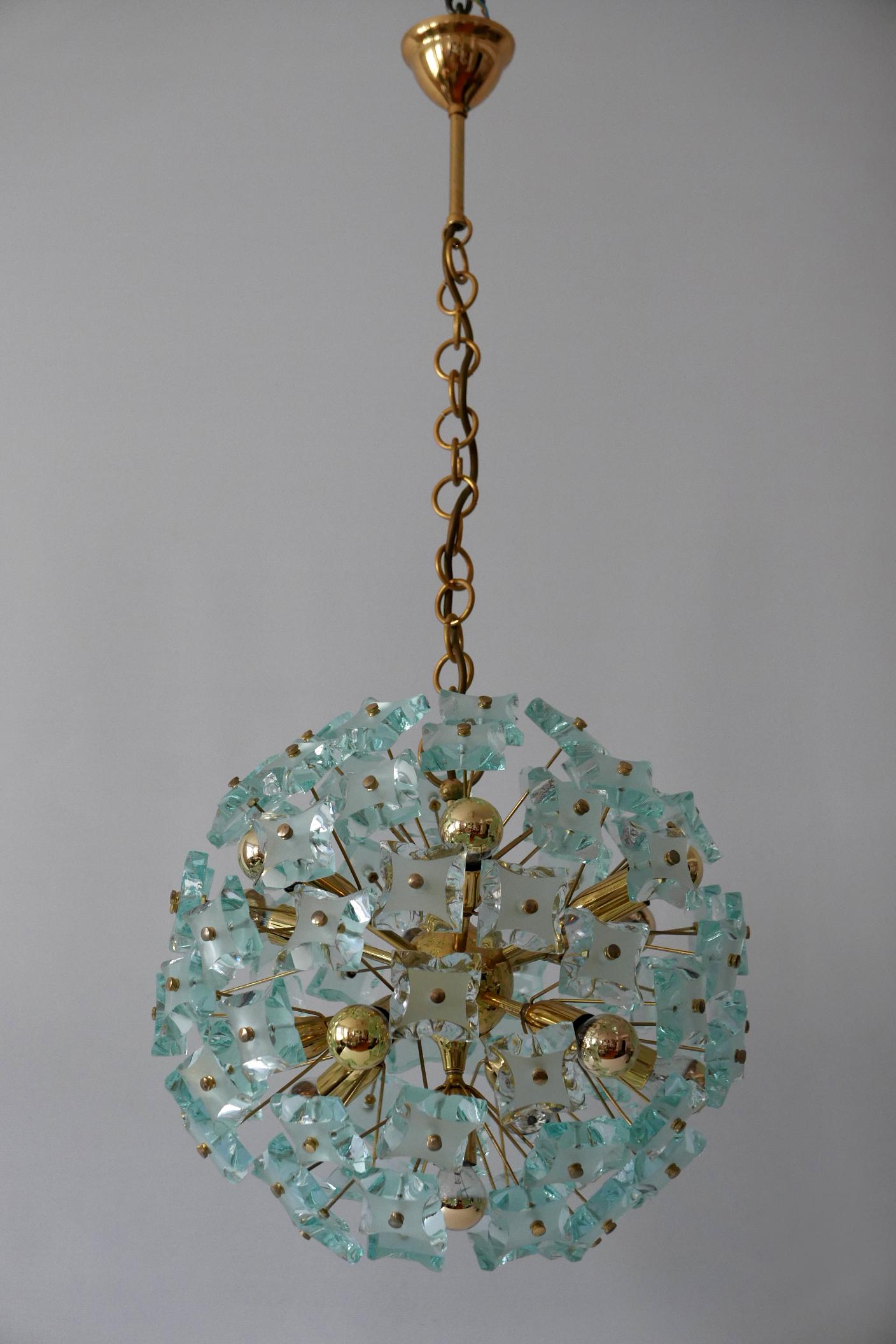 Brass Mid-Century Modern 13-Flamed Sputnik Chandelier or Pendant Lamp Dandelion, 1960s