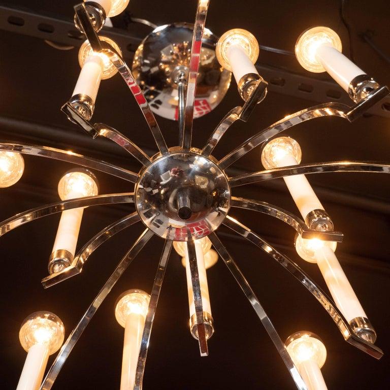 Lampadario a 14 bracci in cromo in stile Mid-Century Modern di Lightolier in vendita 3