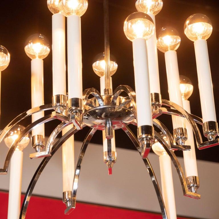 Lampadario a 14 bracci in cromo in stile Mid-Century Modern di Lightolier In condizioni ottime in vendita a New York, NY