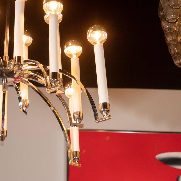 Lampadario a 14 bracci in cromo in stile Mid-Century Modern di Lightolier in vendita 1