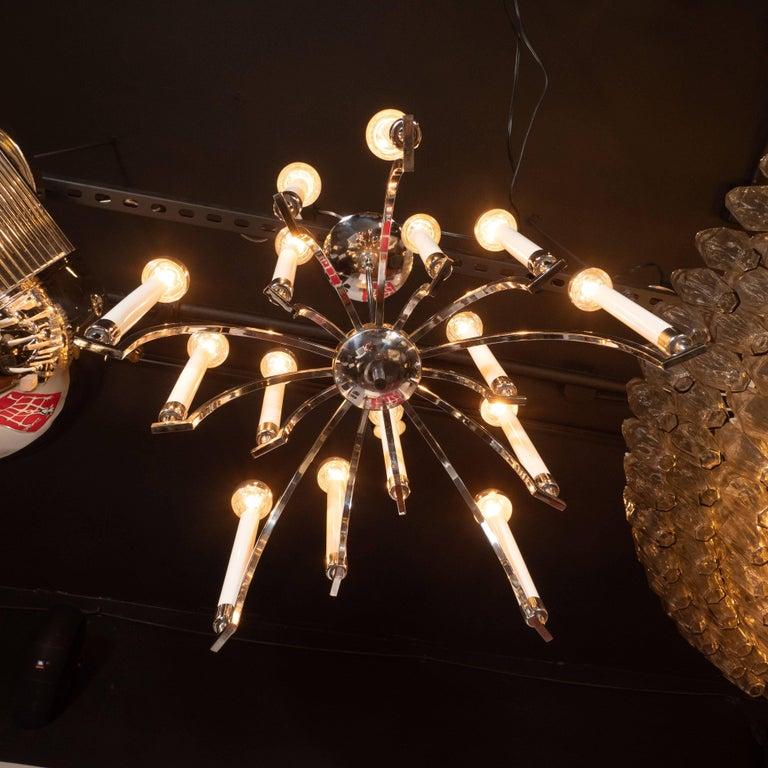 Lampadario a 14 bracci in cromo in stile Mid-Century Modern di Lightolier in vendita 2