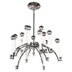 Lampadario a 14 bracci in cromo in stile Mid-Century Modern di Lightolier