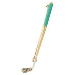 Alfiler / Broche Club de Golf de Oro de 14K y Esmalte Moderno de Mediados de Siglo