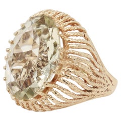 Mid-Century Modern 14K Gold & High-Set Citrine Cocktail Ring