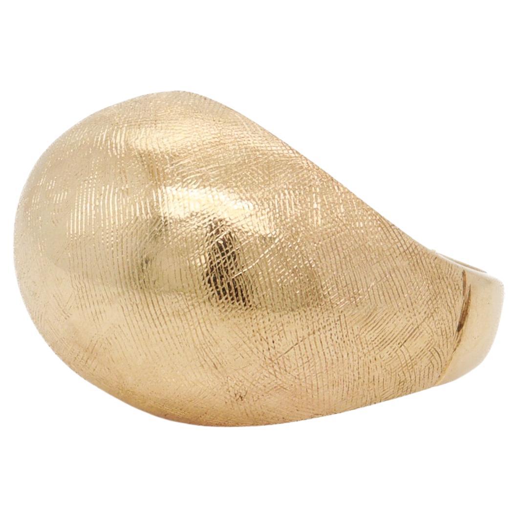 Mid-Century Modern 14k Yellow Gold Dome Cocktail Ring with a Florentine Finish For Sale