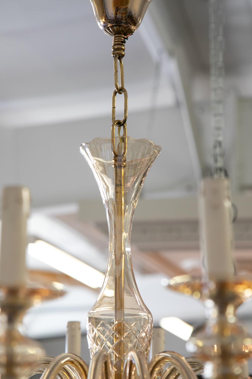 Mid-Century Modern 18-Arm Champagne Glass Murano Chandelier 2