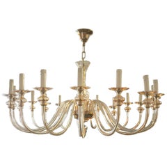 Mid-Century Modern 18-Arm Champagne Glass Murano Chandelier