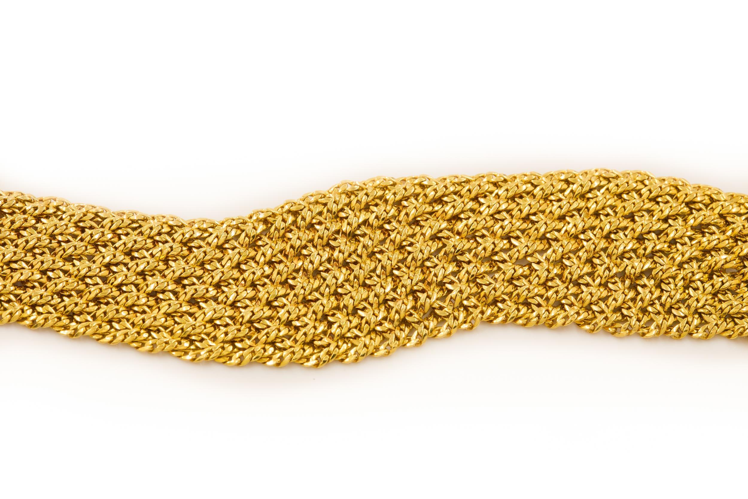 Mid-Century Modern 18 Karat Gold Flexible Link Strap Bracelet For Sale 1