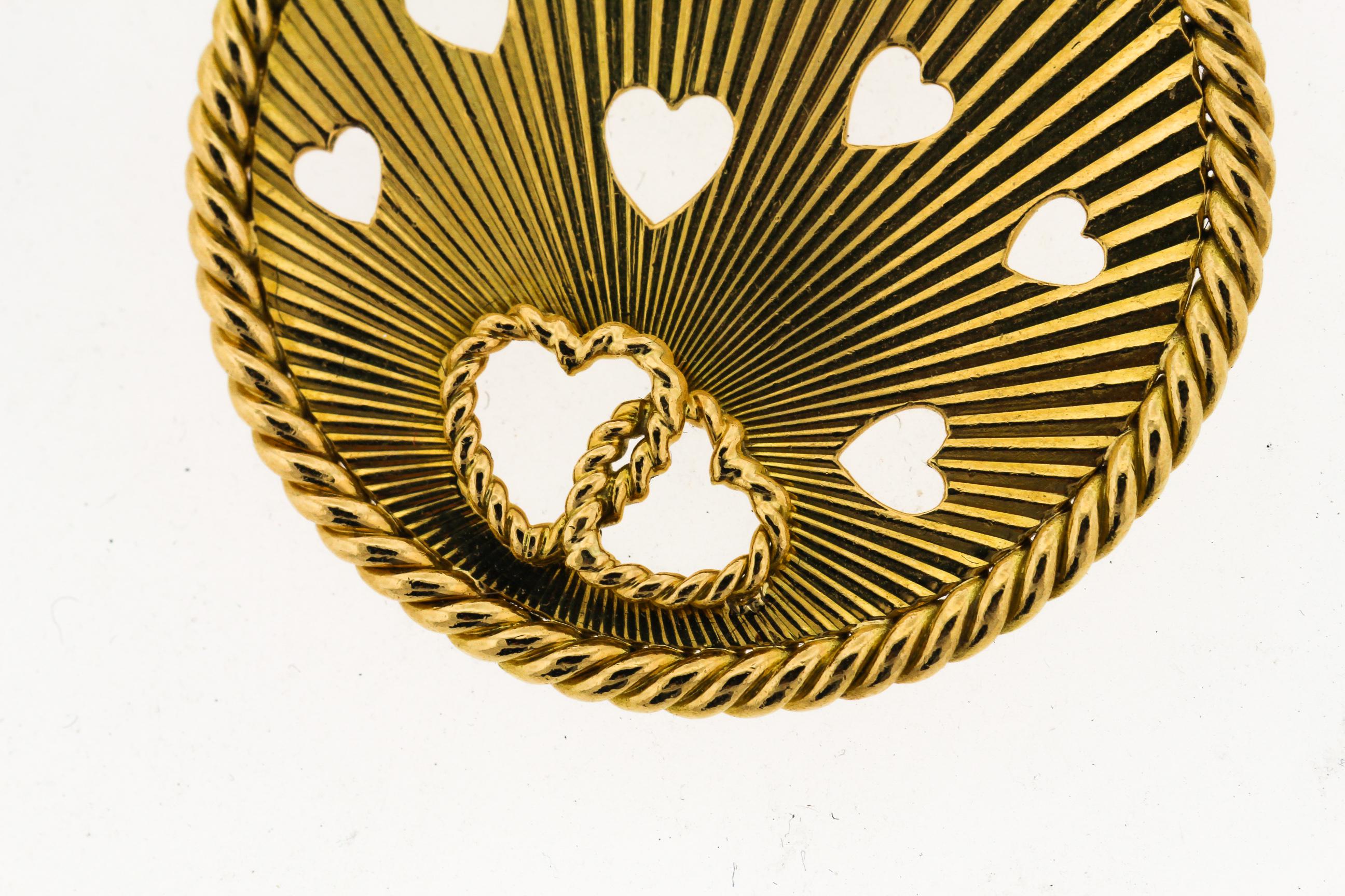 Women's or Men's Mid-Century Modern 18 Karat Yellow Gold French Heart Charm Pendant