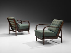Pareja de tumbonas modernas de mediados de siglo de 1940 con marcos de madera escultóricos