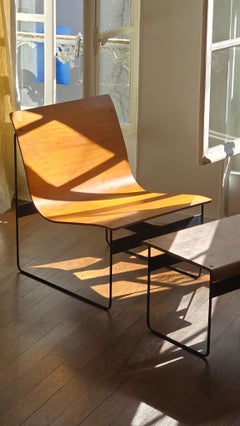 Silla de salón Gunter Renkel moderna de mediados de siglo de 1950 con otomana a juego