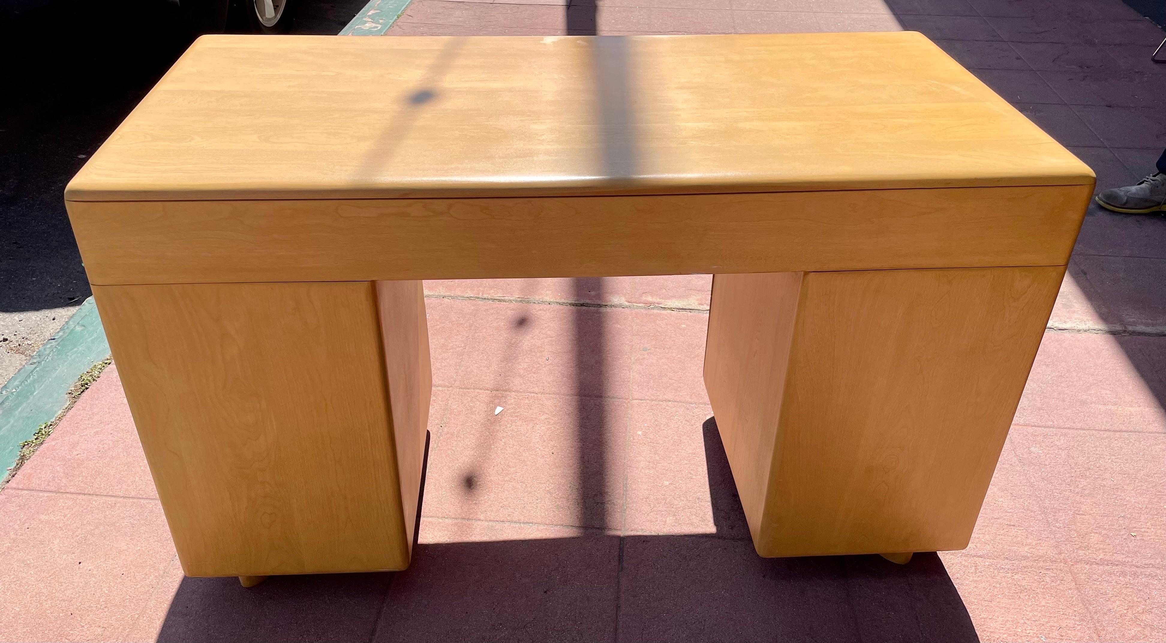 20th Century Mid-Century Modern 1950's Heywood Wakefield Desk Wheat Finish Solid Maple