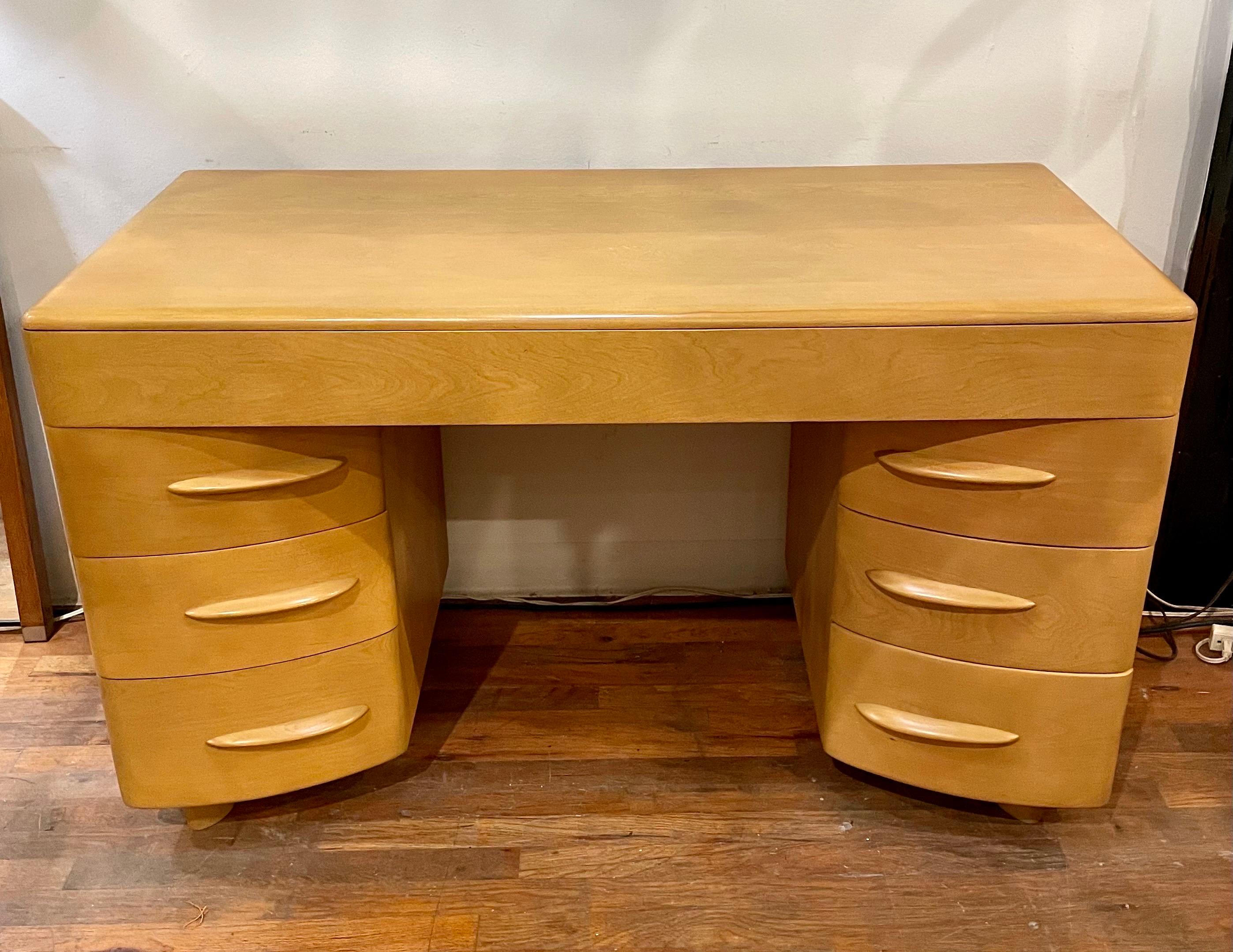 Mid-Century Modern 1950's Heywood Wakefield Desk Wheat Finish Solid Maple 1