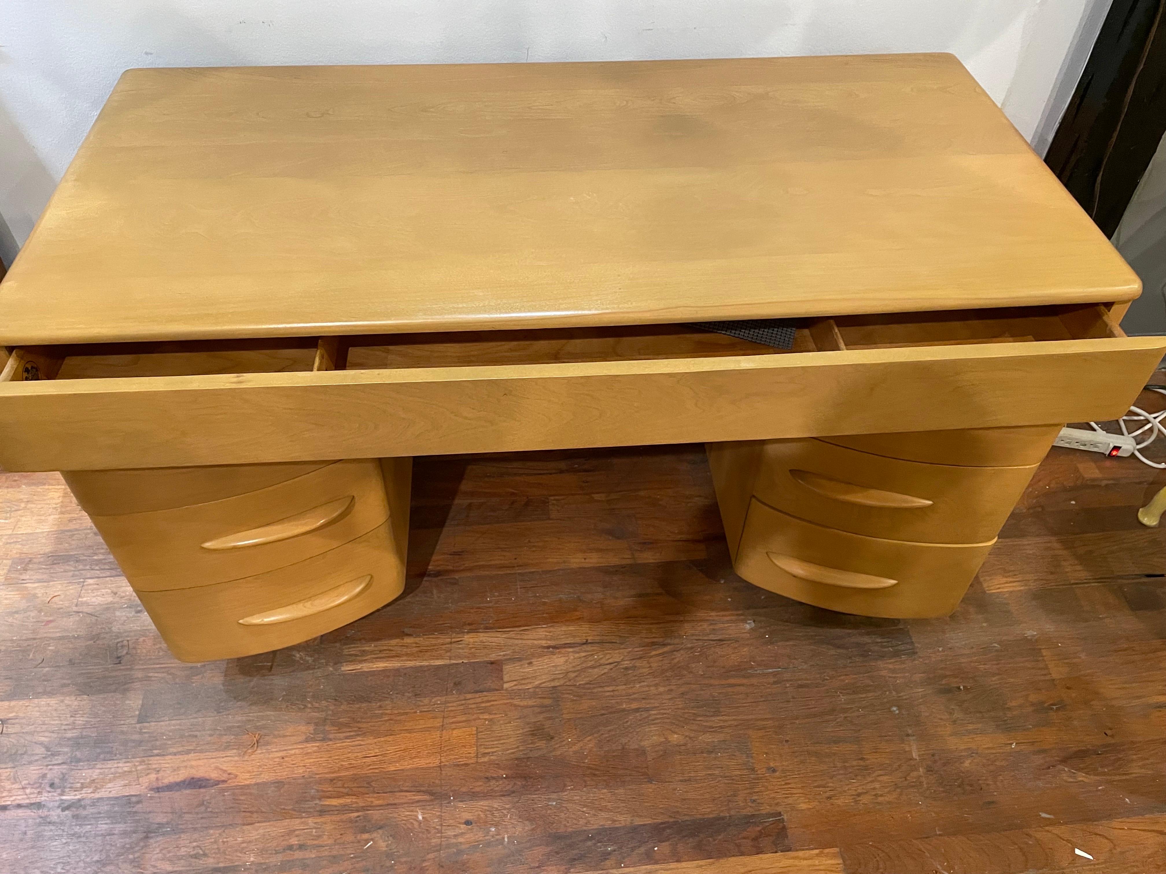 Mid-Century Modern 1950's Heywood Wakefield Desk Wheat Finish Solid Maple 2