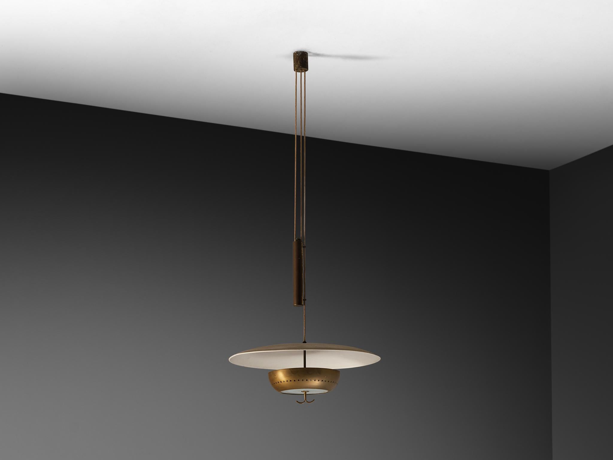 Mid-Century Modern 1950s Italian Ceiling Light in Brass For Sale 5