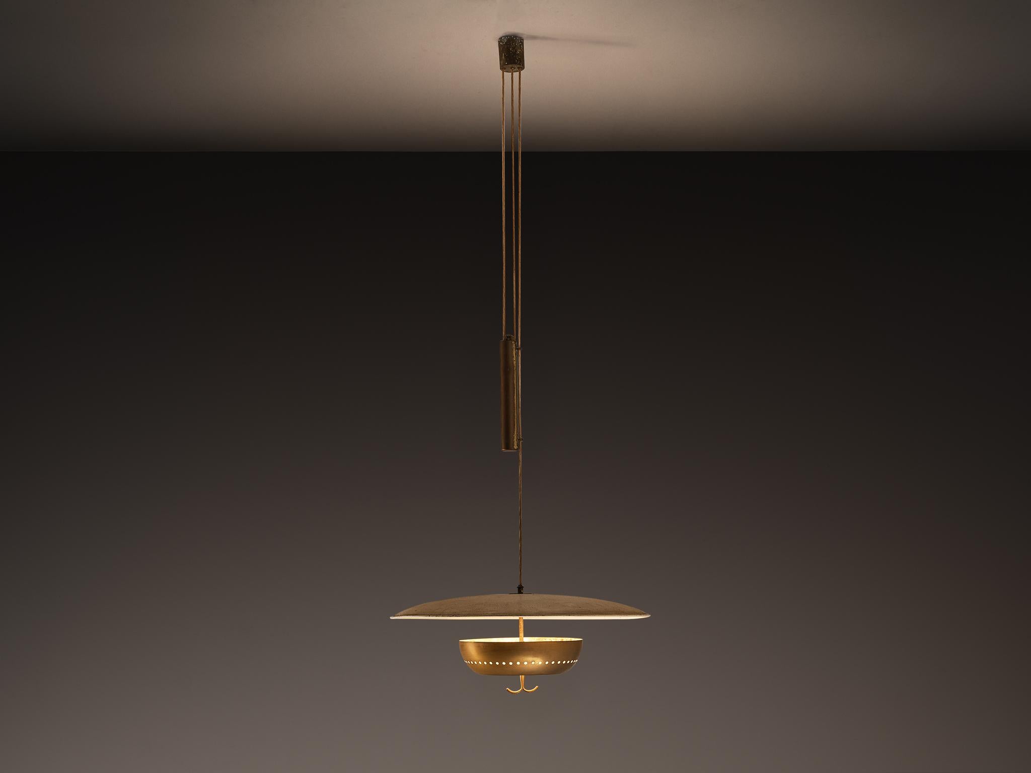 Mid-20th Century Mid-Century Modern 1950s Italian Ceiling Light in Brass For Sale