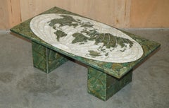 MID CENTURY MODERN 1950's ITALIAN MARBLE & ONYX WORLD MAP COFFEE COCKTAIL TABLE