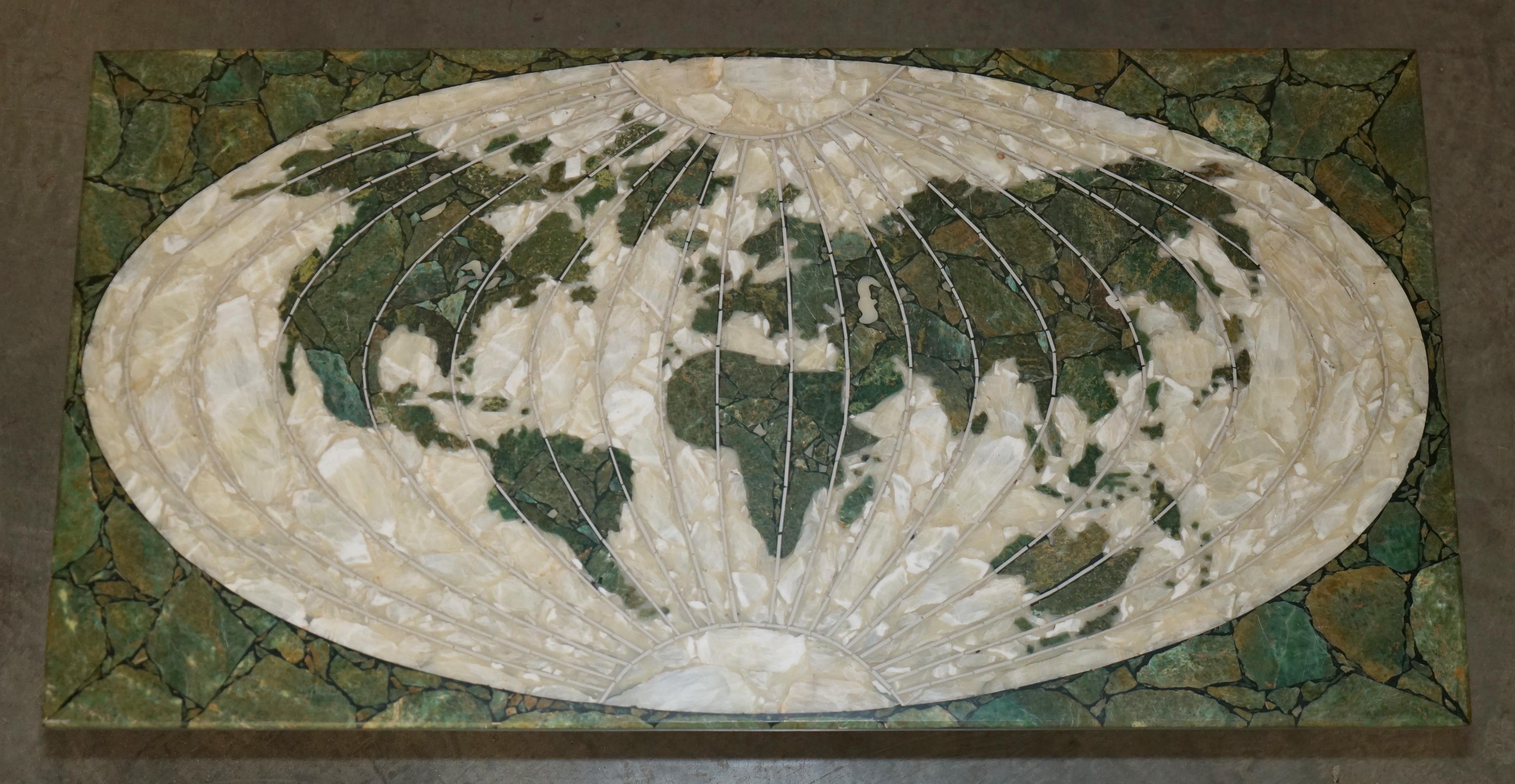 European MID CENTURY MODERN 1950's ITALIAN MARBLE & ONYX WORLD MAP COFFEE COCKTAIL TABLE For Sale
