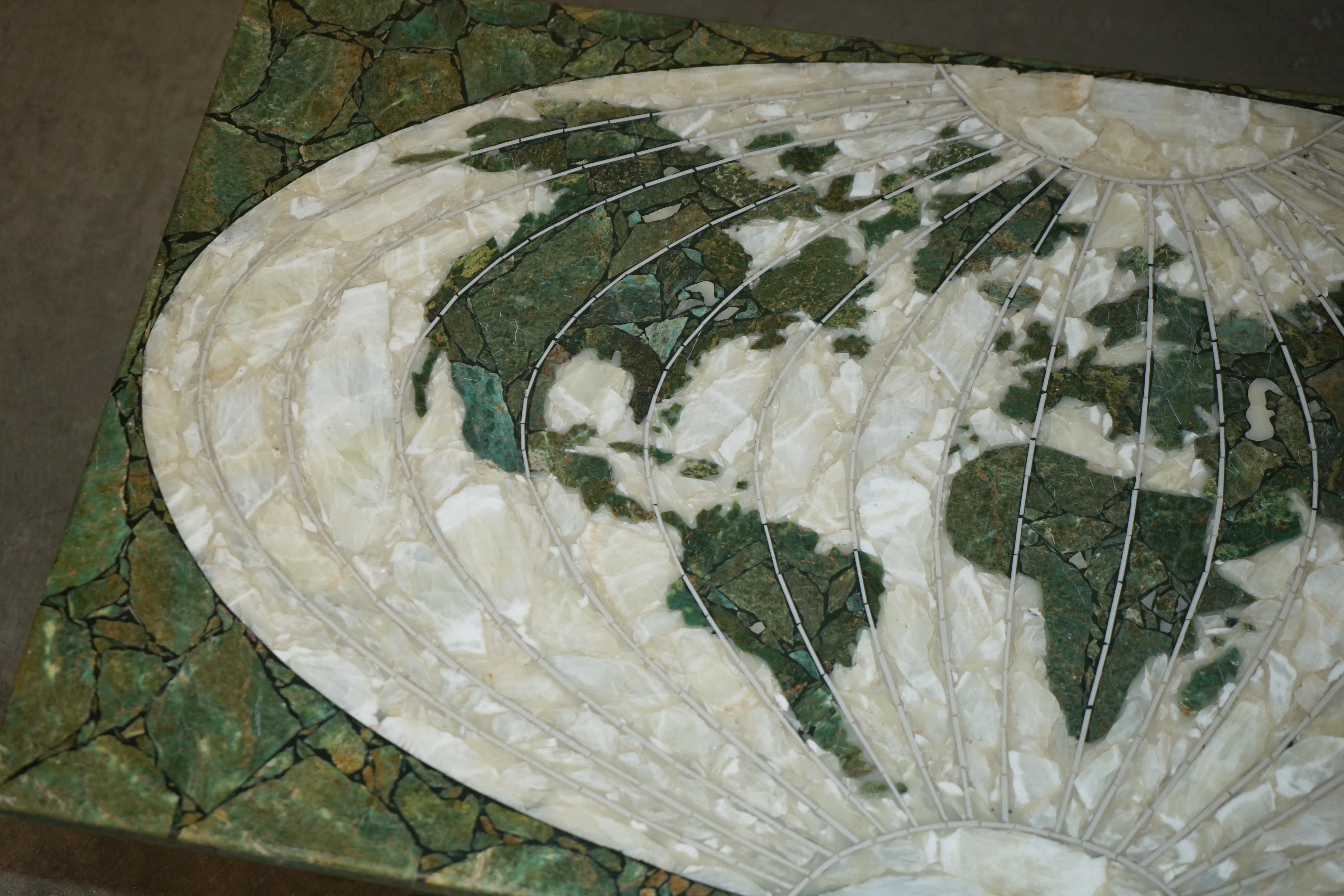 Hand-Crafted MID CENTURY MODERN 1950's ITALIAN MARBLE & ONYX WORLD MAP COFFEE COCKTAIL TABLE For Sale