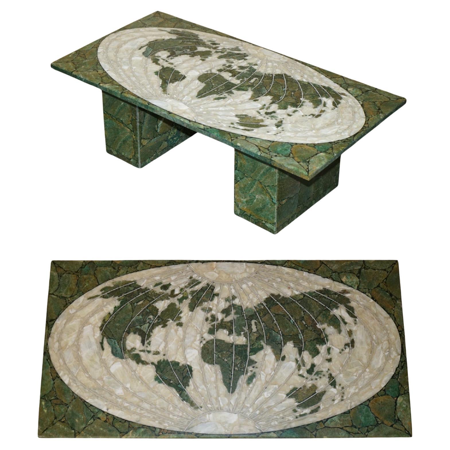 MID CENTURY MODERN 1950's ITALIAN MARBLE & ONYX WORLD MAP COFFEE COCKTAIL TABLE For Sale