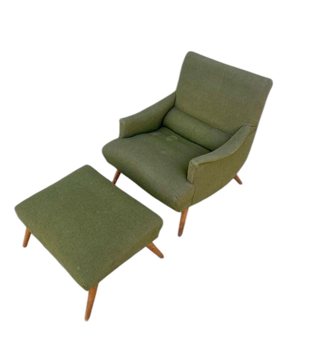 Mid-Century Modern Mid Century Modern 1950's Lawrence Peabody, Lounge Chair and Ottoman For Sale