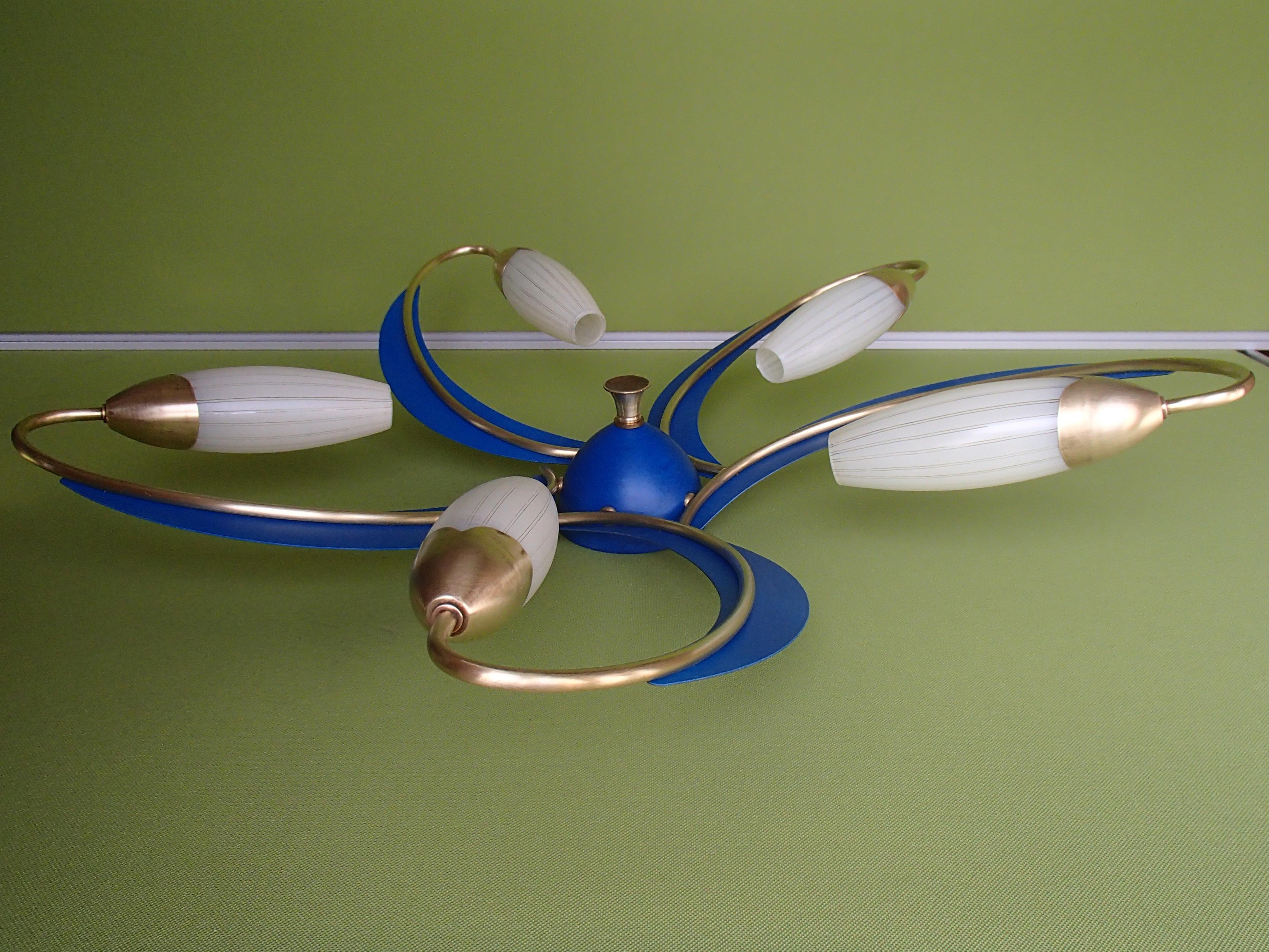 Mid-Century Modern 1950thies Ceilling Lamp with Maching Wall Lights For Sale 12