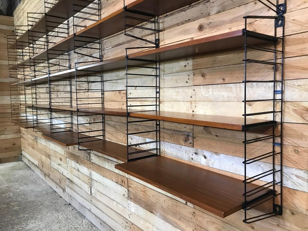 Mid-Century Modern, 1960 Extra Large Teak / Metal Tomado Shelving or Wall Unit For Sale 4