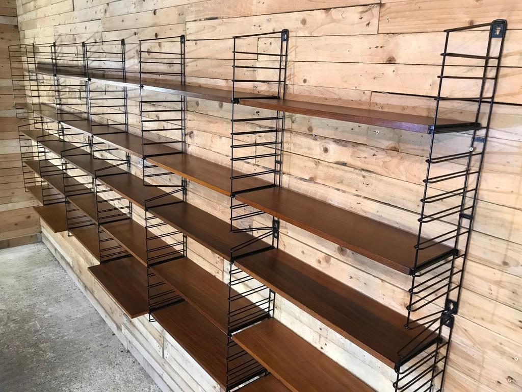 Mid-Century Modern, 1960 Extra Large Teak / Metal Tomado Shelving or Wall Unit For Sale 5