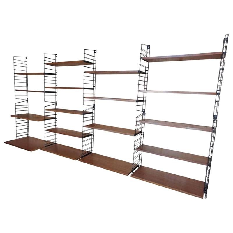 Mid-Century Modern, 1960 Extra Large Teak / Metal Tomado Shelving or Wall Unit