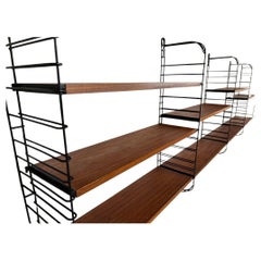 Mid-Century Modern, 1960 Retro Large Teak / Metal Tomado Shelving library system