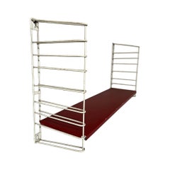 Mid-Century Modern 1960 Retro Red Metal Tomado Shelving library system