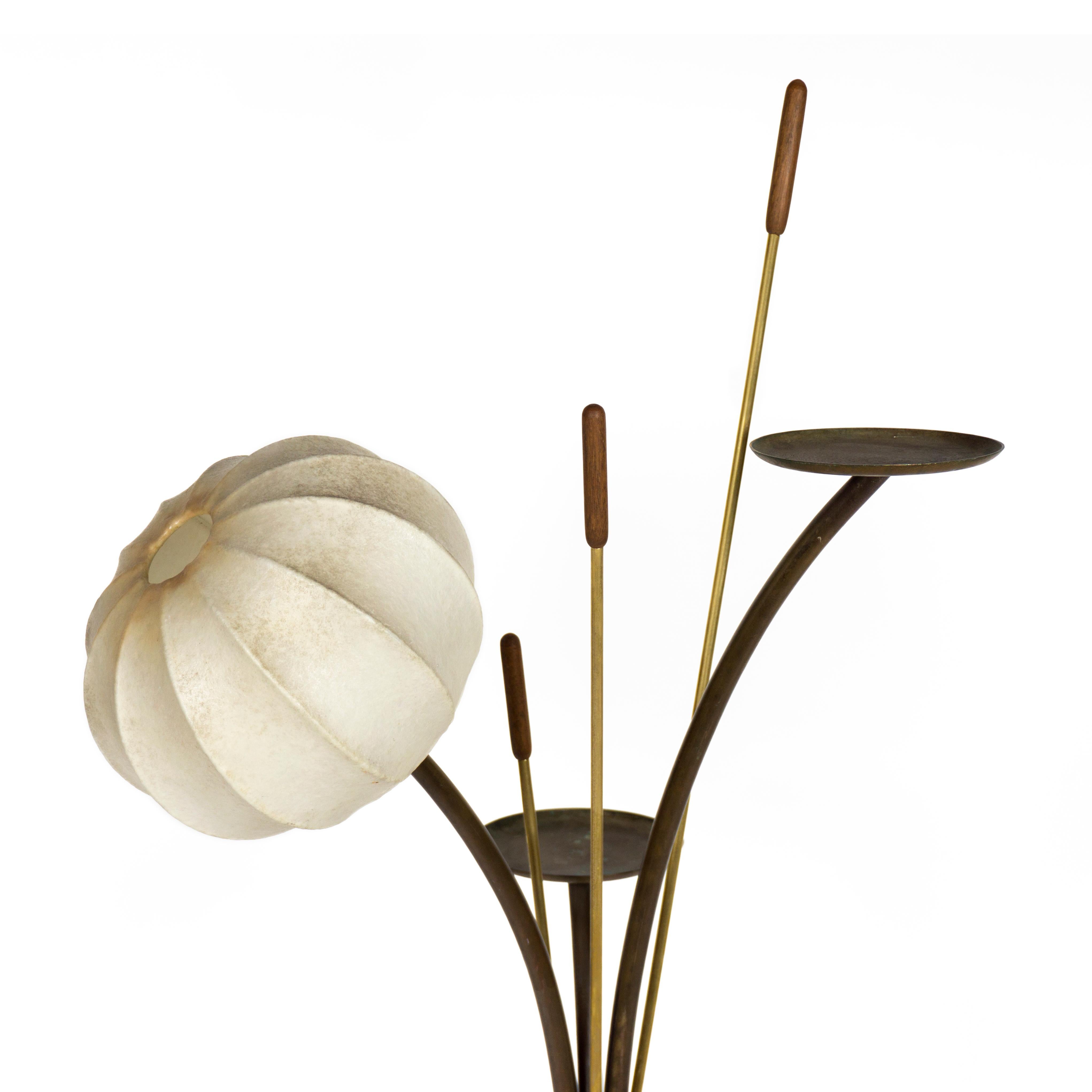 Mid-Century Modern 1960s Cocoon Brass Cattails Vintage Floor Lamp For Sale 2