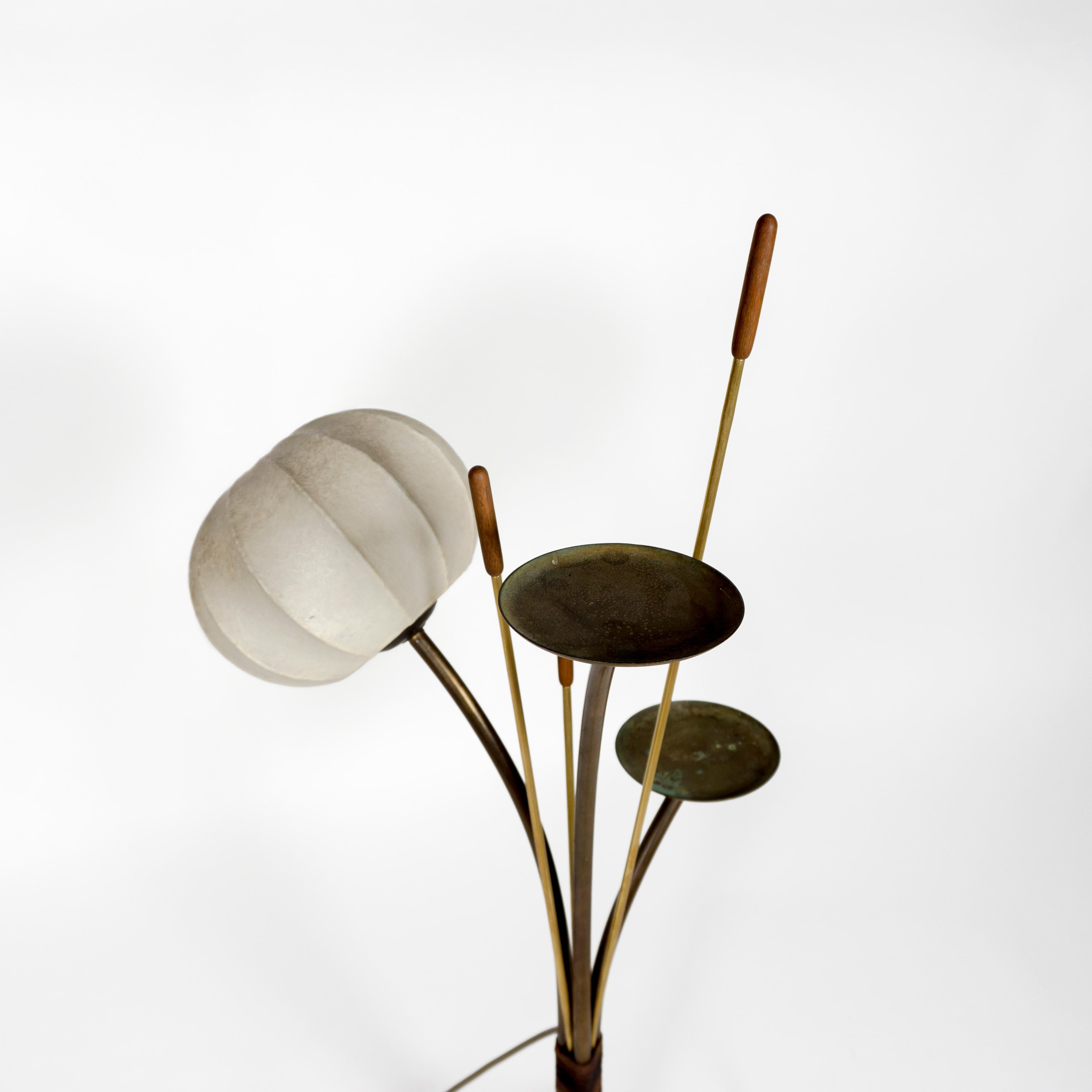 Mid-Century Modern 1960s Cocoon Brass Cattails Vintage Floor Lamp For Sale 3