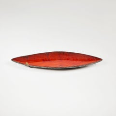 Mid-Century Modern 1960s Glazed Pottery Leaf-Shaped Tray