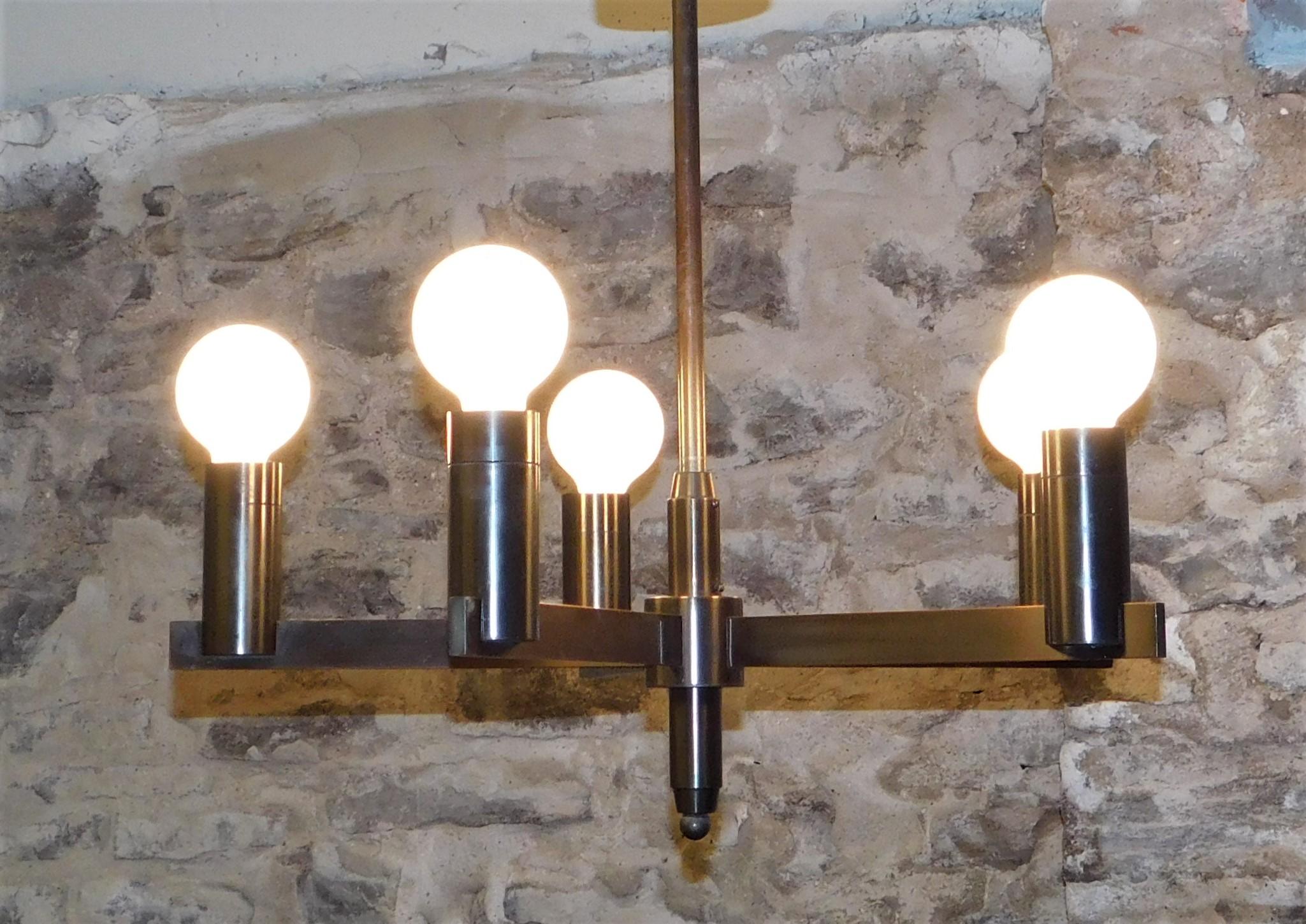 Metal  Arredoluce Attributed Mid-Century Modern  Italian Chandelier Light For Sale