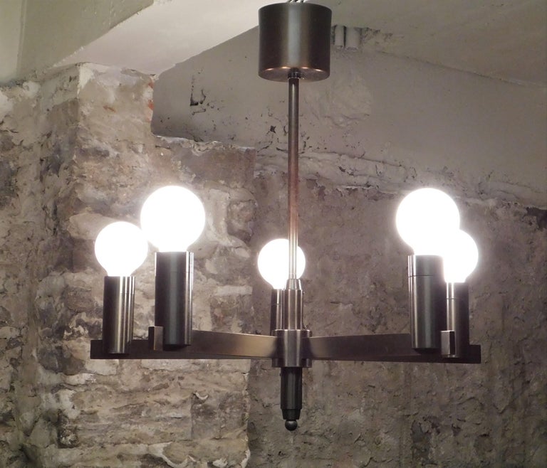  Arredoluce Attributed Mid-Century Modern  Italian Chandelier Light For Sale 1
