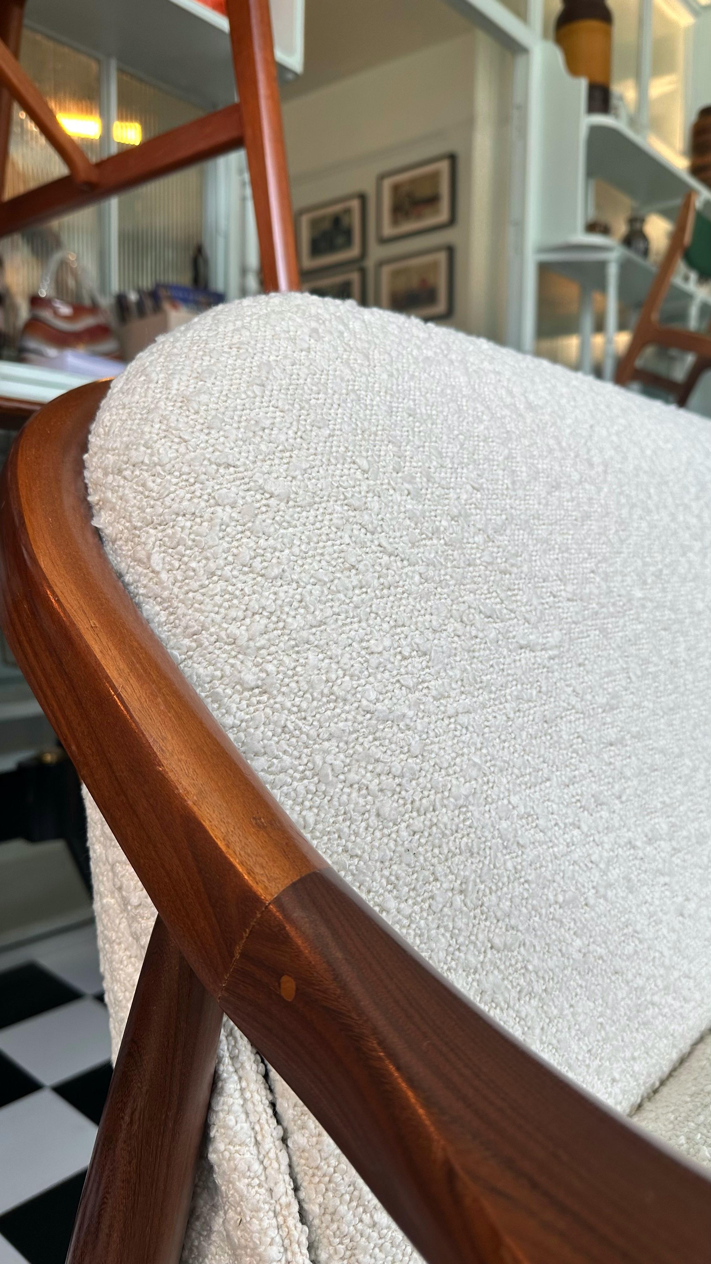 Bouclé Mid Century Modern 1960’s Teak and Boucle Sofa Bed by Greaves & Thomas