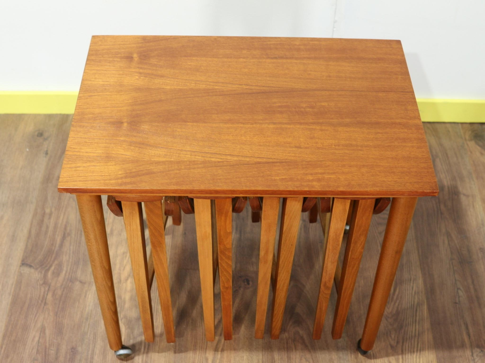 20th Century Mid-Century Modern 1960's Teak Nesting Table Set Poul Hundevad For Novy Domov