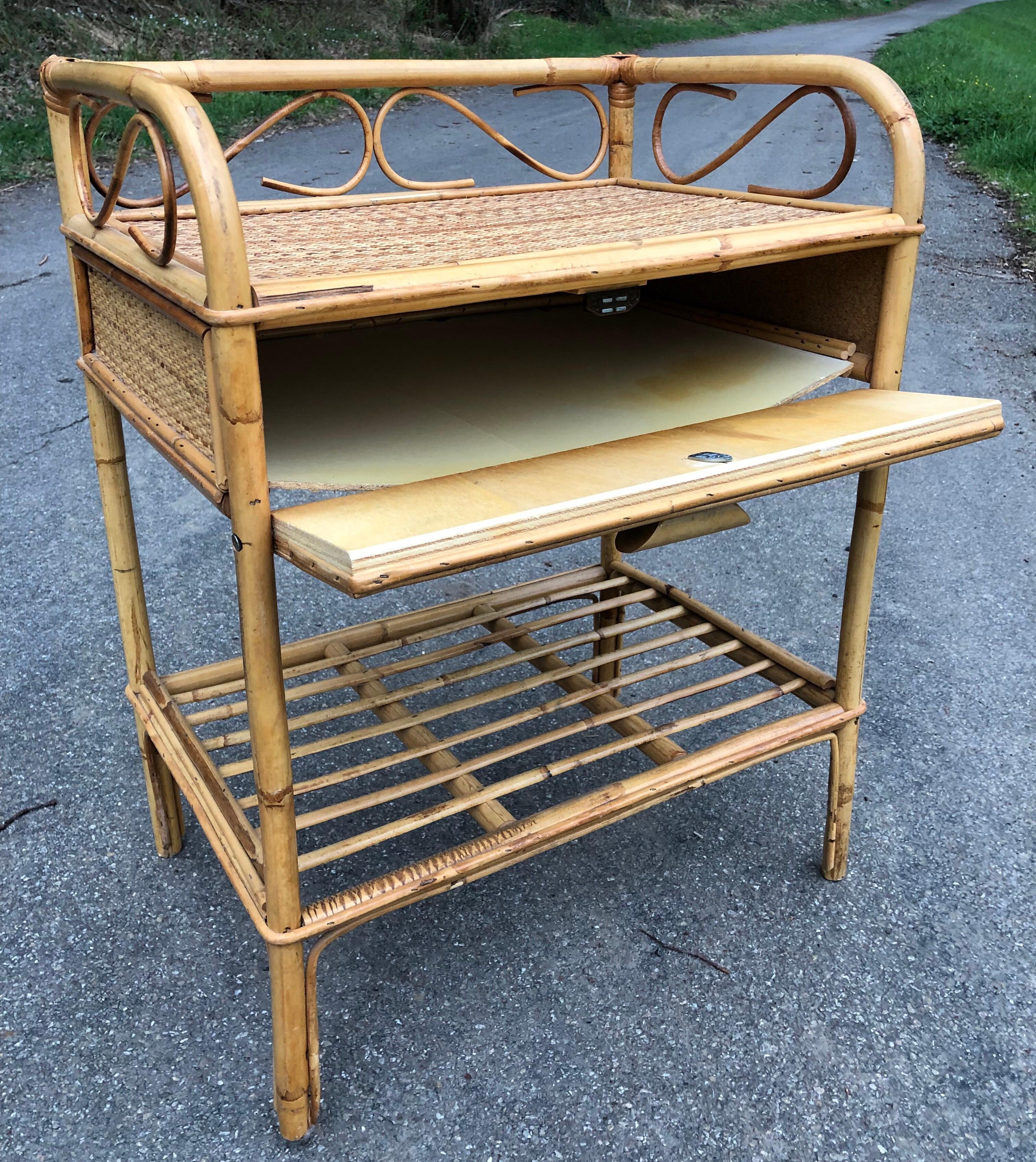 wicker bedside table