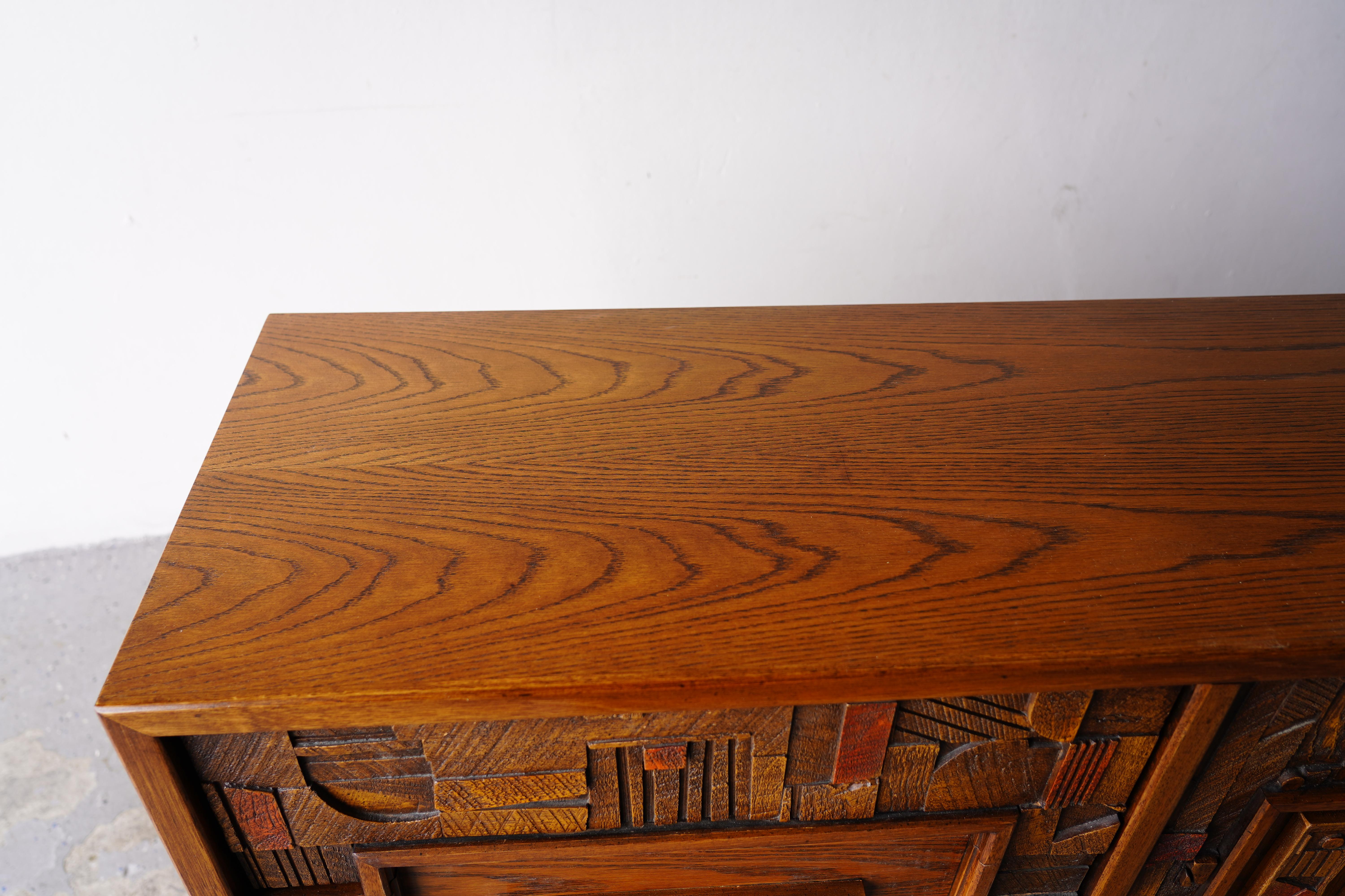 Mid Century Modern 1970s Lane Brutalist Dresser / Credenza - Pueblo Line 3